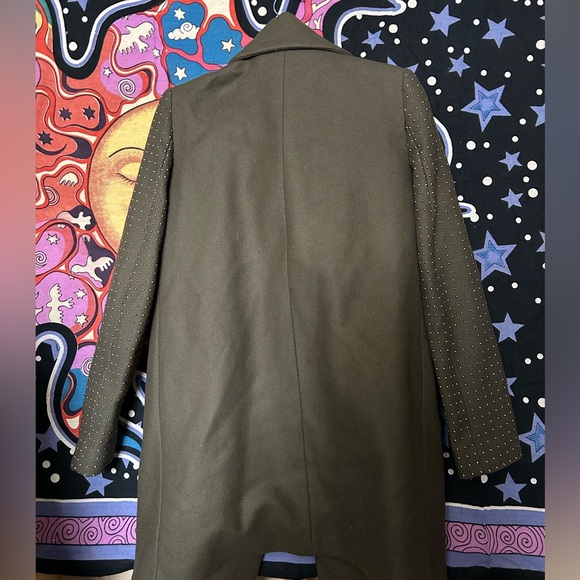 Zara Olive Green Studded Coat M - Picture 3 of 6